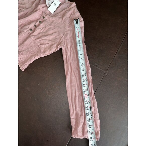 Gypsies & Moondust Pink Long Sleeve V-Neck Top S - Picture 9 of 9